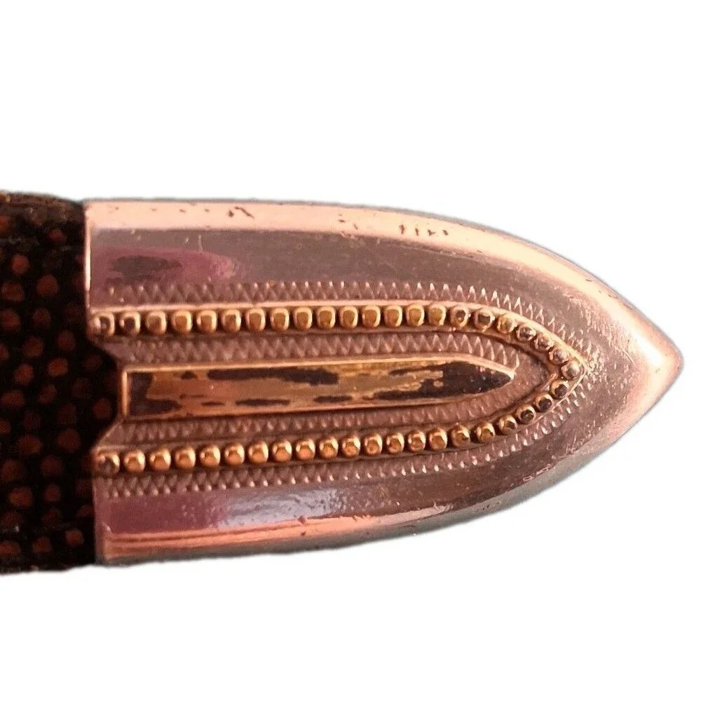 Handmade (1998) Embossed Lizard Pattern Belt James Culver Made In USA Size 34